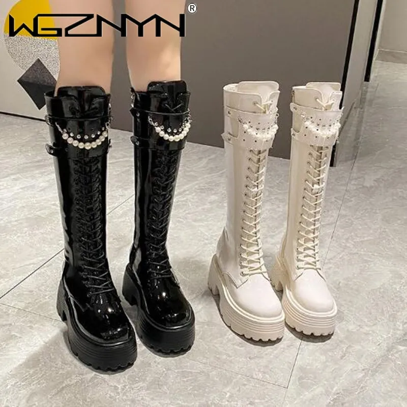 Bottes d'hiver chaudes en cuir - Knee High Boots Women avis et prix
