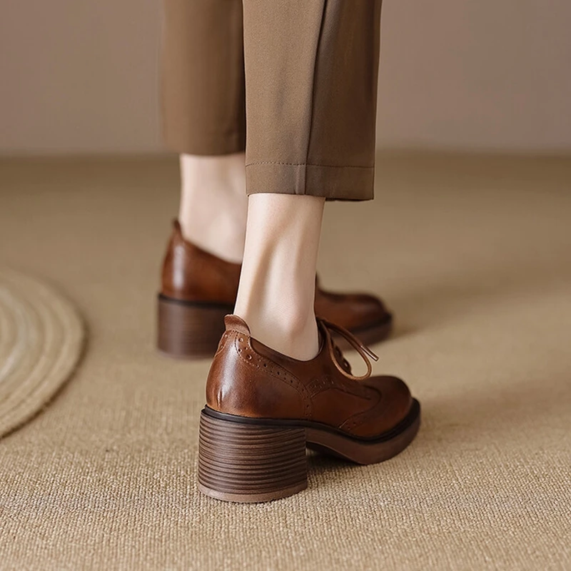 Mocassins en cuir véritable po - Oxford Lace Up Women avis et prix
