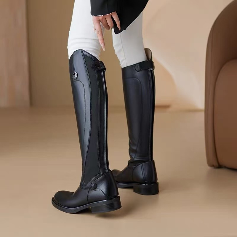 Bottes d'équitation en cuir so - Knee High Boots Women avis et prix